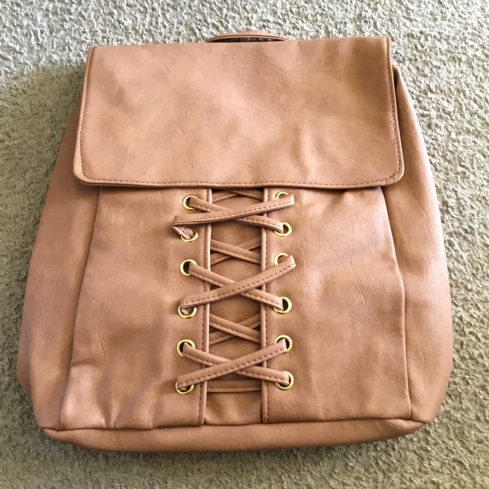 New Faux Leather Tan Backpack